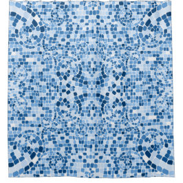 Blue Mosaic Shower Curtain Douchegordijn
