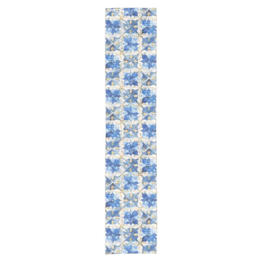 Blue Mosaic Table Runner Korte Tafelloper (Voorkant)