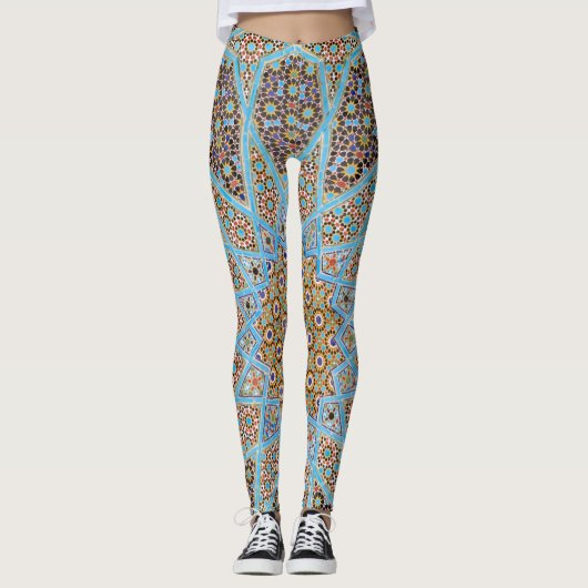 Blue Mosaic Tegel Paisley Leggings (Voorkant)