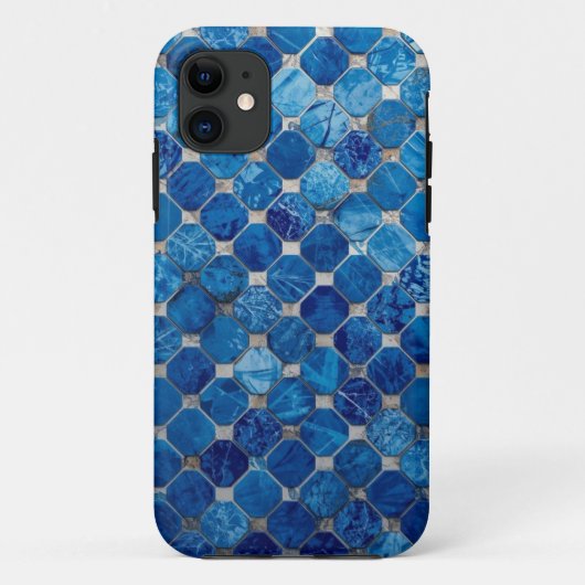 Blue Mosaic Tegel Pattern Mobiel Hoesje (Achterkant)