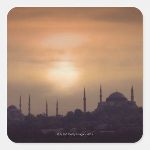 Blue Mosque en Hagia Sophia Turkey, Istanbul Vierkante Sticker