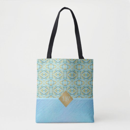 Blue Motion Monogram Tote Bag (Voorkant)