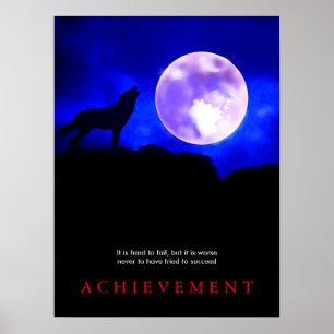 Blue Motivatie Howling Wolf op het Poster Moon