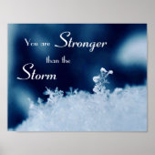 Blue Motivatie Stronger Snowflake Storm Poster (Voorkant)