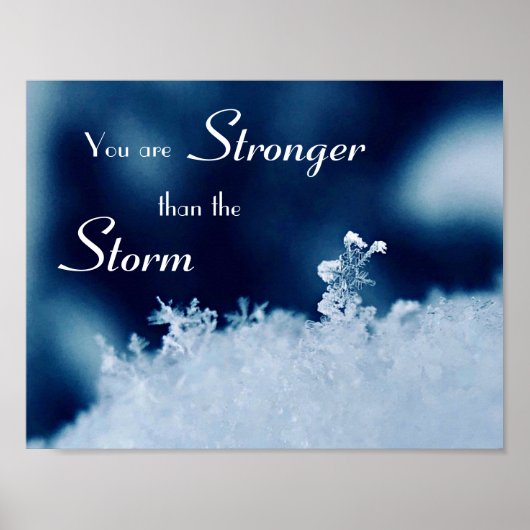 Blue Motivatie Stronger Snowflake Storm Poster (Voorkant)