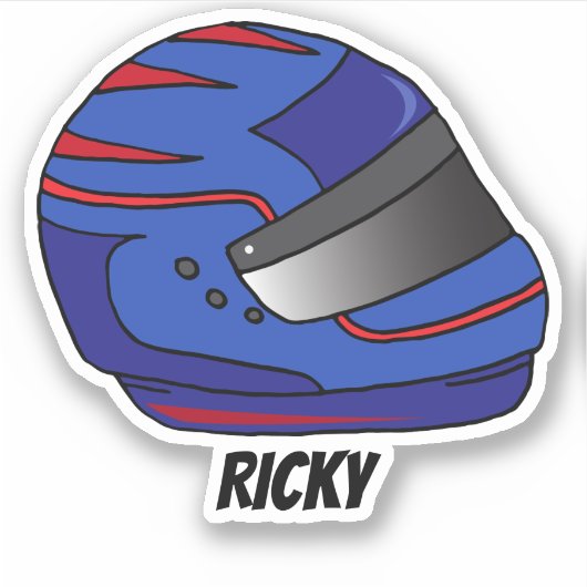 Blue Motorbike Helmet Motor Racing Fan Sticker (Voorkant)