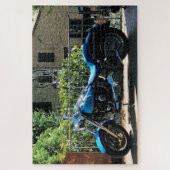 Blue Motorbike in Ancient Valbonne Frankrijk Legpuzzel (Verticaal)