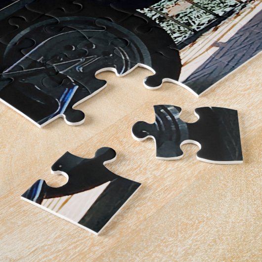 Blue Motorbike in Ancient Valbonne Frankrijk Legpuzzel (Zijkant)