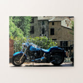 Blue Motorbike in Ancient Valbonne Frankrijk Legpuzzel (Horizontaal)