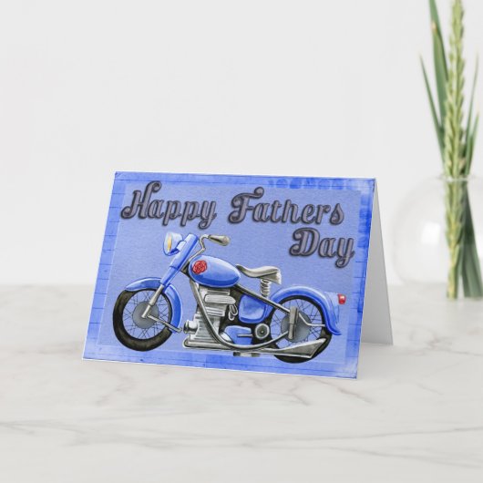 Blue Motorcycle Fathers Day Kaart (Voorkant)
