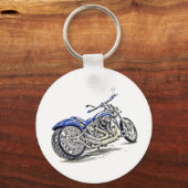 Blue Motorcycle HDR Sleutelhanger (Voorkant)