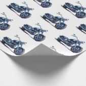 Blue Motorcycle Verjaardag Cadeaupapier (Hoek)
