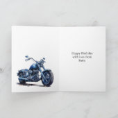 Blue Motorcycle Verjaardag Kaart (Binnen)