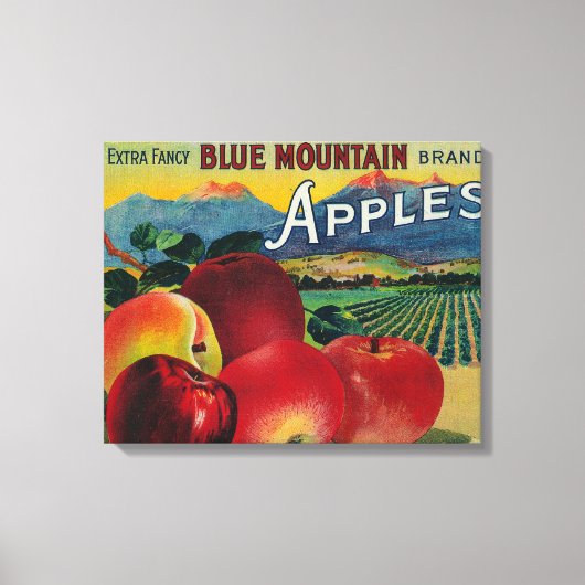 Blue Mountain Apple Crate LabelCove, OF Canvas Afdruk (Voorkant)