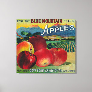 Blue Mountain Apple Crate LabelCove, OF Canvas Afdruk