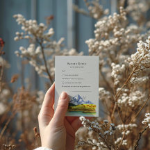 Blue Mountain Aquarel Wedding Response Kaart