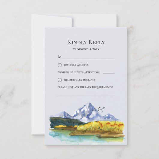 Blue Mountain Aquarel Wedding Response Kaart (Voorkant)