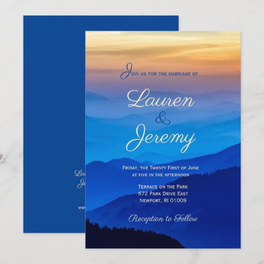 Blue Mountain en adembenemende zonsondergang bruil Kaart (Voorkant / Achterkant)