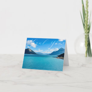 Blue Mountain Lake Foto Vouw Dankkaart Bedankkaart
