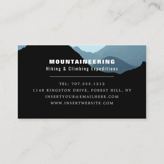 Blue Mountain landschap, wandelen en klimmen Visitekaartje (Achterkant)