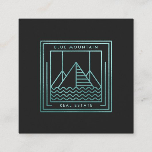 Blue Mountain Logo | Vierkant Zakelijk Vierkante Visitekaartje (Voorkant)