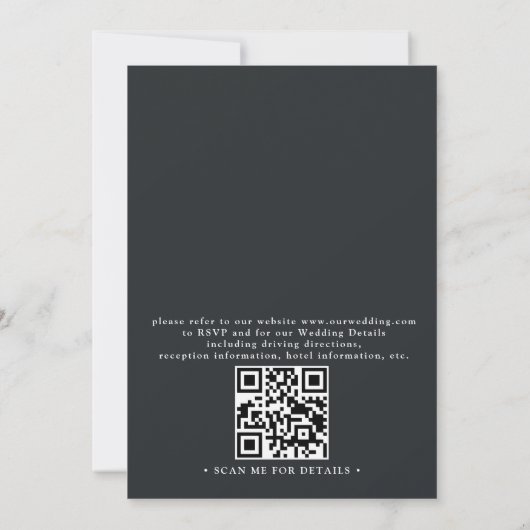 Blue Mountain Minimalist Budget QR Code Wedding Kaart (Achterkant)