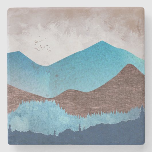 Blue Mountain Peaks Stenen Onderzetter (Voorkant)