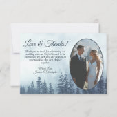 Blue Mountain Pine Trees Rustic Wedding Photo Bedankkaart (Voorkant)