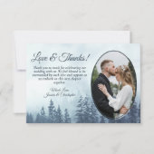 Blue Mountain Pine Trees Rustic Wedding Photo Bedankkaart (Voorkant)