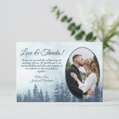 Blue Mountain Pine Trees Rustic Wedding Photo Bedankkaart (Staand voorkant)