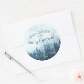 Blue Mountain Pines Festive Merry kerst Ronde Sticker (Envelop)