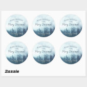Blue Mountain Pines Festive Merry kerst Ronde Sticker (Vel)