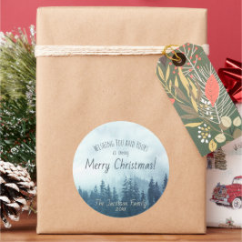 Blue Mountain Pines Festive Merry kerst Ronde Sticker