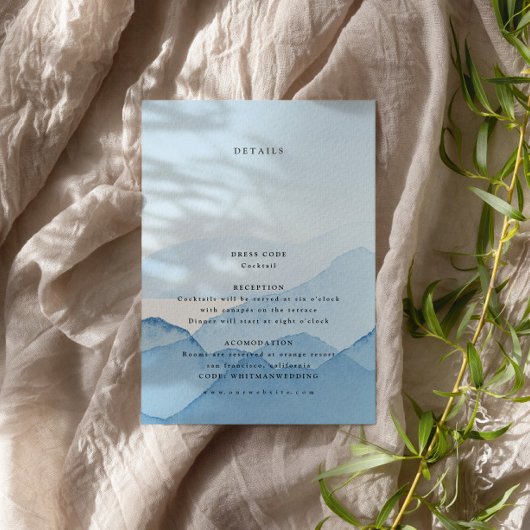 Blue Mountain Range Bestemming Bruiloft Details Informatiekaartje