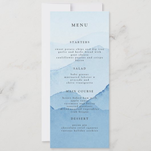 Blue Mountain Range Bruiloft Diner Menu Kaart (Voorkant)