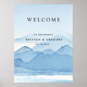 Blue Mountain Range Landschap Bruiloft Welkom Poster