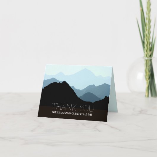 Blue Mountain Range, Rustic Wedding Bedankkaart (Voorkant)