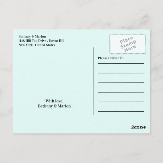 Blue Mountain Range, Rustic Wedding Bedankt Briefkaart (Achterkant)