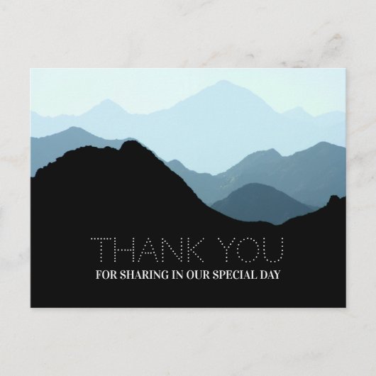 Blue Mountain Range, Rustic Wedding Bedankt Briefkaart (Voorkant)