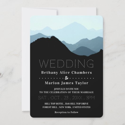 Blue Mountain Range, Rustic Wedding Kaart (Voorkant)