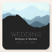 Blue Mountain Range, Rustic Wedding Kartonnen Onderzetters (Voorkant)