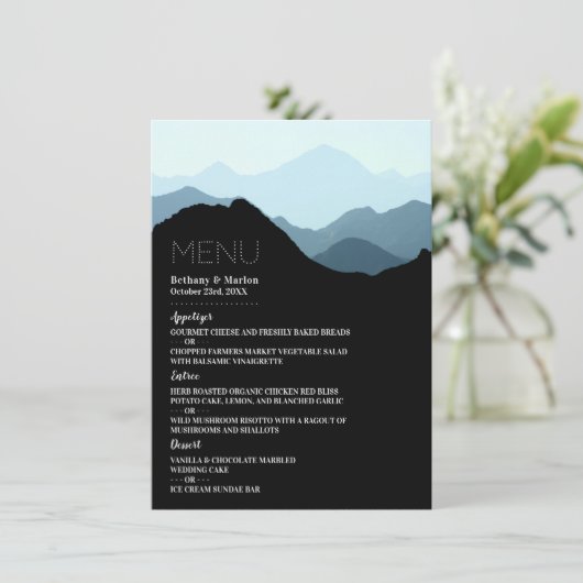 Blue Mountain Range, Rustic Wedding Menu (Staand voorkant)