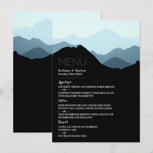 Blue Mountain Range, Rustic Wedding Menu (Voorkant / Achterkant)