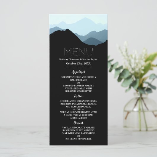 Blue Mountain Range, Rustic Wedding Menu (Staand voorkant)
