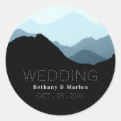 Blue Mountain Range, Rustic Wedding Ronde Sticker (Voorkant)