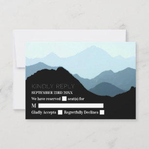 Blue Mountain Range, Rustic Wedding RSVP Kaartje