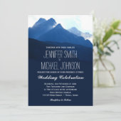 Blue Mountain Range Silhouette Wedding Invitations Kaart (Staand voorkant)
