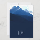 Blue Mountain Range Silhouette Wedding Invitations Kaart (Achterkant)