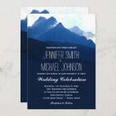 Blue Mountain Range Silhouette Wedding Invitations Kaart (Voorkant / Achterkant)