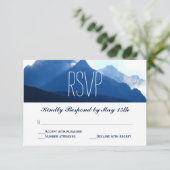 Blue Mountain Range Silhouette Wedding RSVP Kaarte Kaartje (Staand voorkant)
